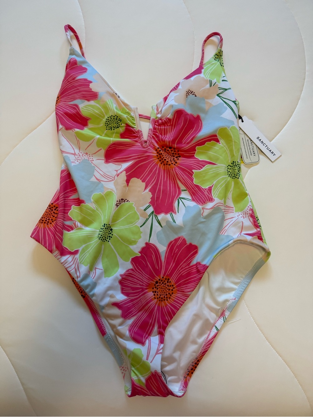 Sanctuary Floral One-Piece Swimsuit in Hot Pink & Lime